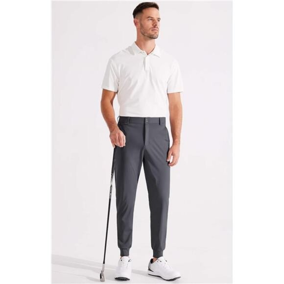 Men's 4-Way Stretch Golf Joggers with Pockets, Slim Fit Work Pants Athletic - Picture 5 of 8